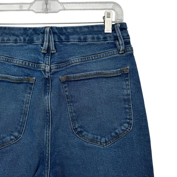 Good American Palazzo Jeans SZ 8 29 Womens Blue Raw Hem Flare Cropped Stretch - Picture 6 of 11